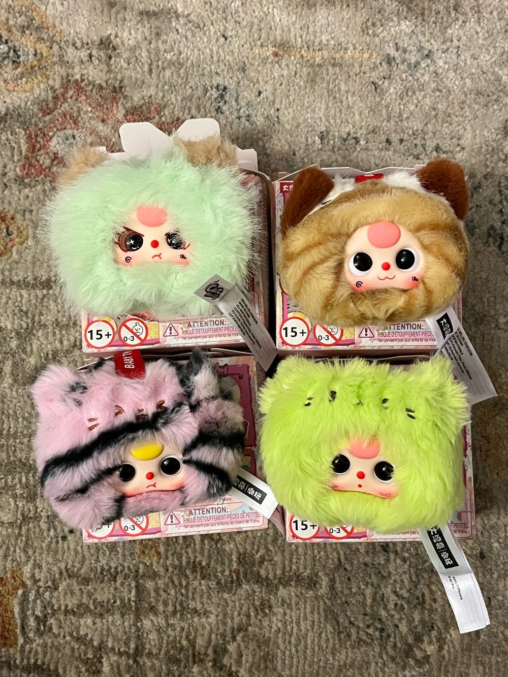 Baby three cat head plush pendant lot